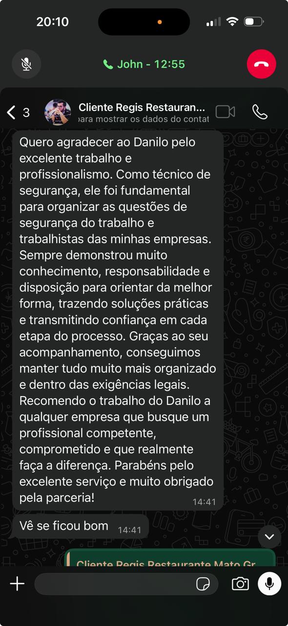 Depoimento de Regis Alencar de Andrade enviado por WhatsApp